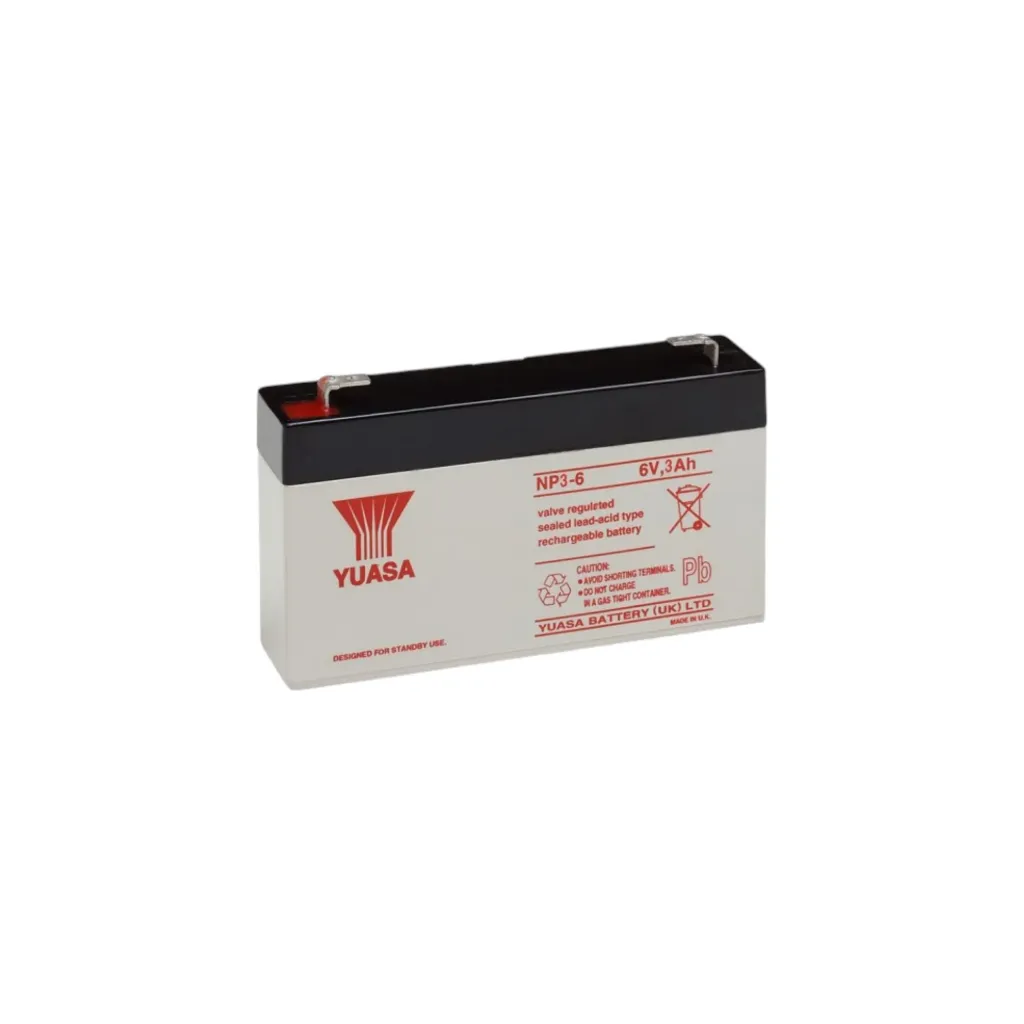 Yuasa AGM Bleiakku Bleivlies Akku, 6V, 3Ah, 4,8mm, NP3-6