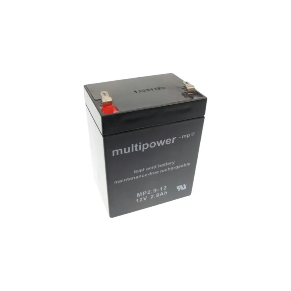 Multipower AGM Bleiakku, 12V, 2,9Ah, 4,8mm, Pluspol=links, MP2.9-12