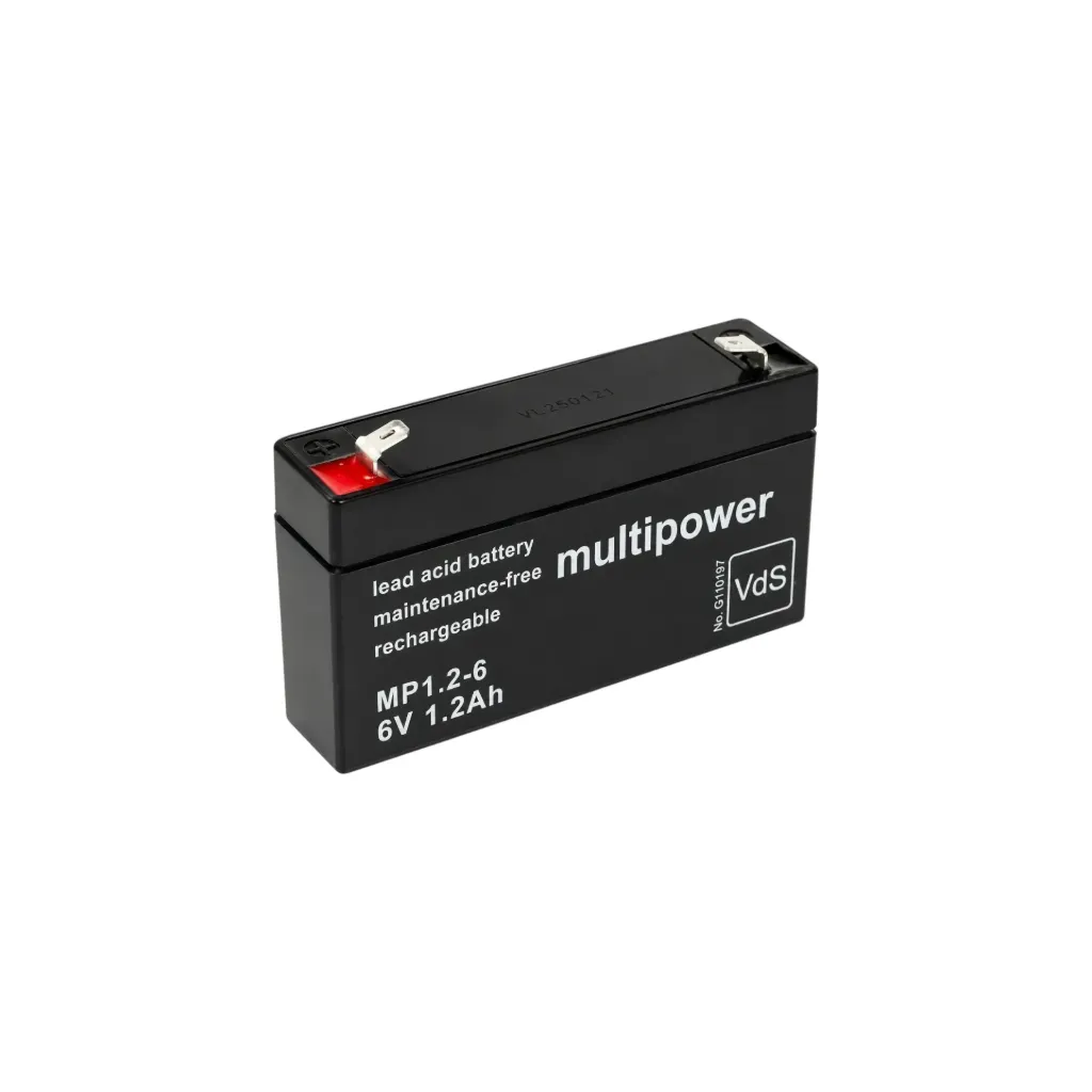 Multipower AGM Bleiakku, 6V, 1,2Ah, 4,8mm, VdS, MP1.2-6
