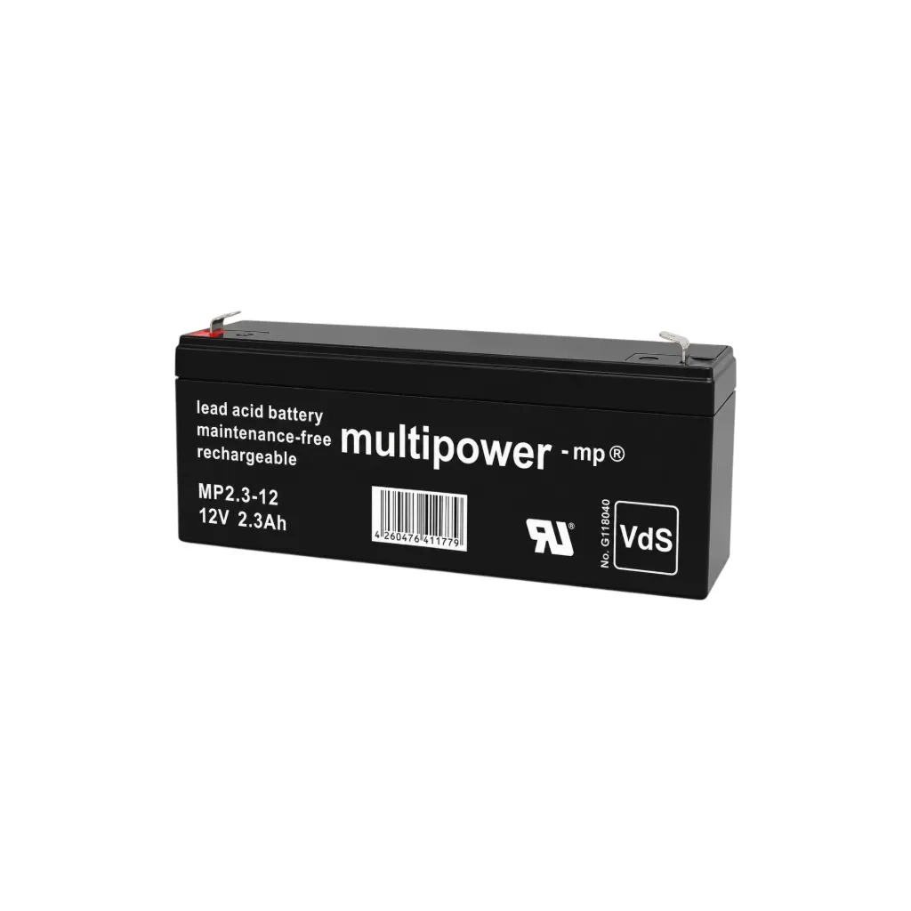 Mulitpower AGM Bleiakku, 12V, 2,3Ah, 4,8mm, VdS, MP2.3-12