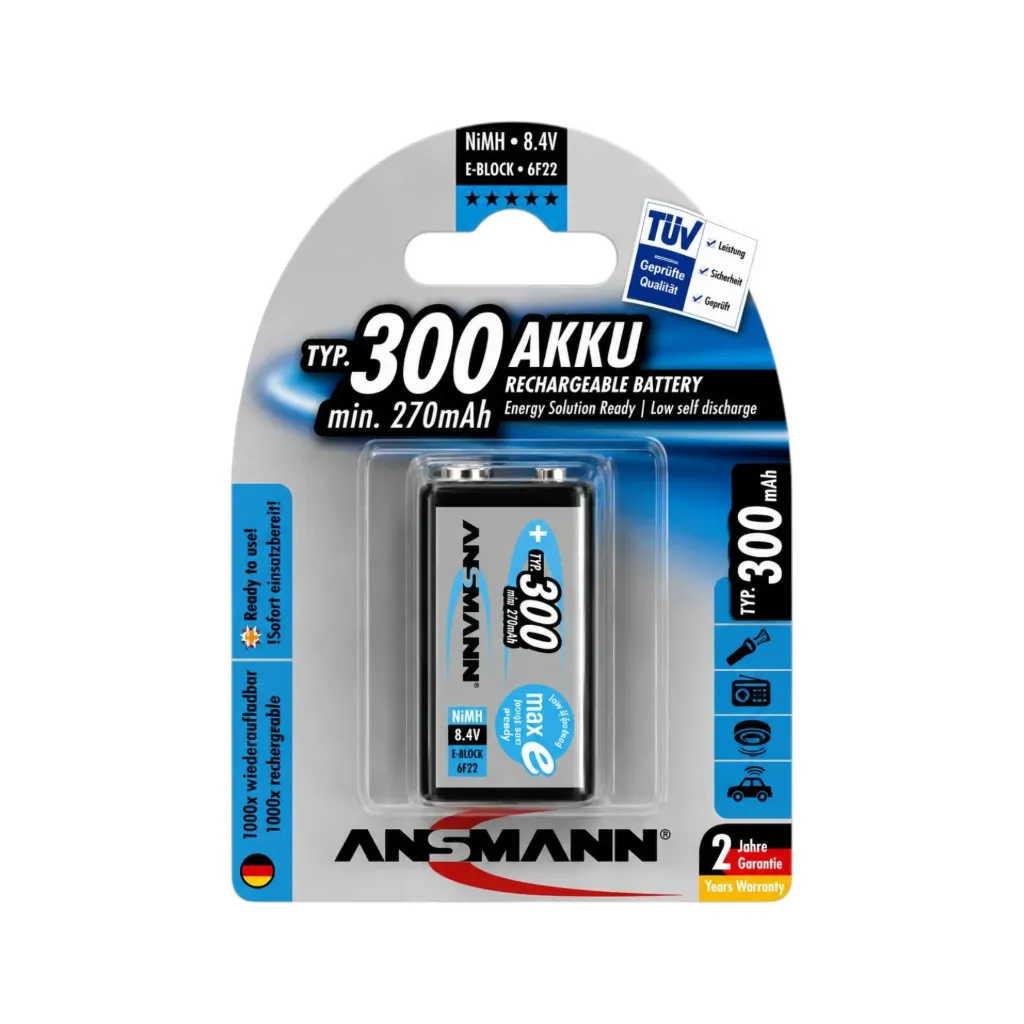[5277] Ansmann 9V E-Block, Ni-MH Akku, 270mAh, maxE, 5035453